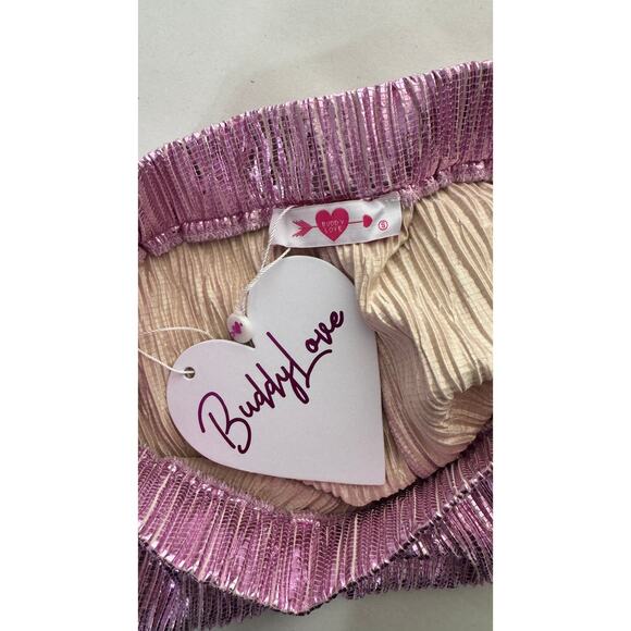 Buddy Love Veronica Textured Shorts Outfit Set Pink Metallic Womens Small New - Picture 14 of 14